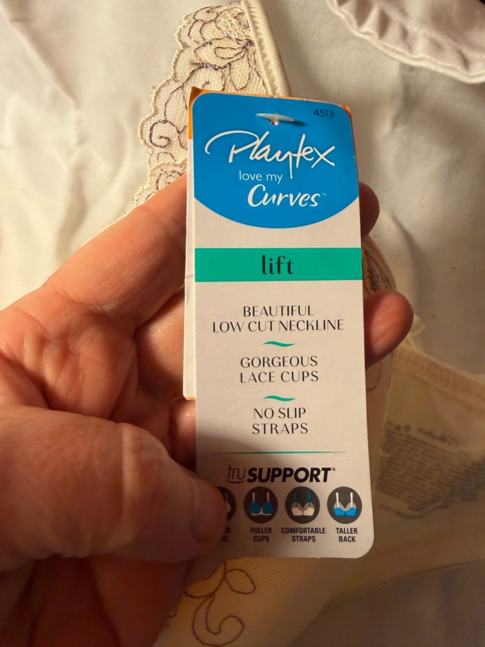 Playtex Love My Curves Lace Lift Bra - Cream